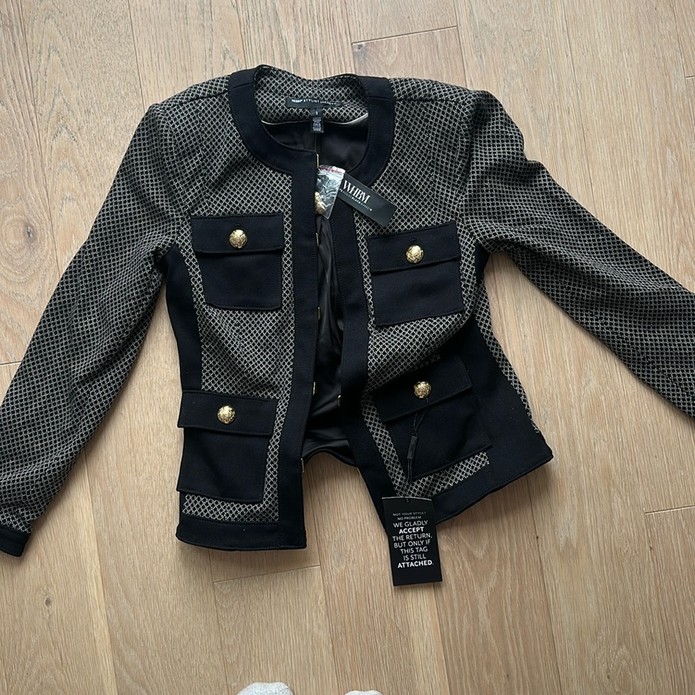 WHBM Blazer - black/grey/gold NWT